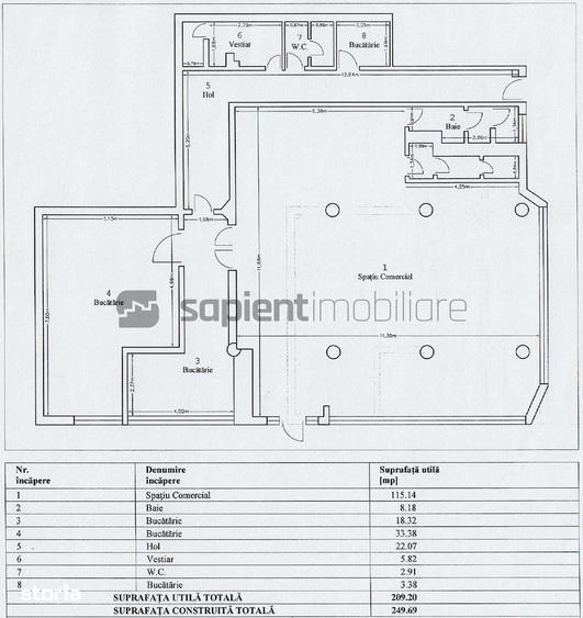 Spațiu comercial, de 209.2 mp, în Centru Civic