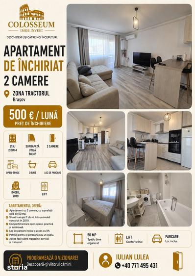 Apartament de inchiriat | 2 camere | Etaj 2/4 | Zona Tractorul - 2