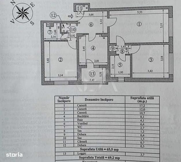 Apartament cu 3 camere semidecomandat în Crângași