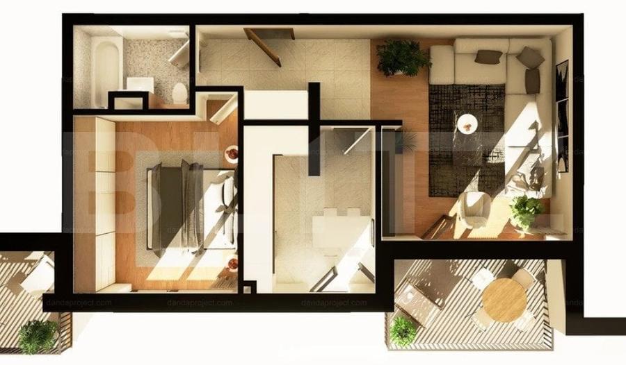 Apartament cu 2 camere semidecomandat în Între Lacuri