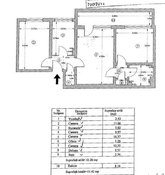 Apartament cu 3 camere semidecomandat, mobilat în Grivița
