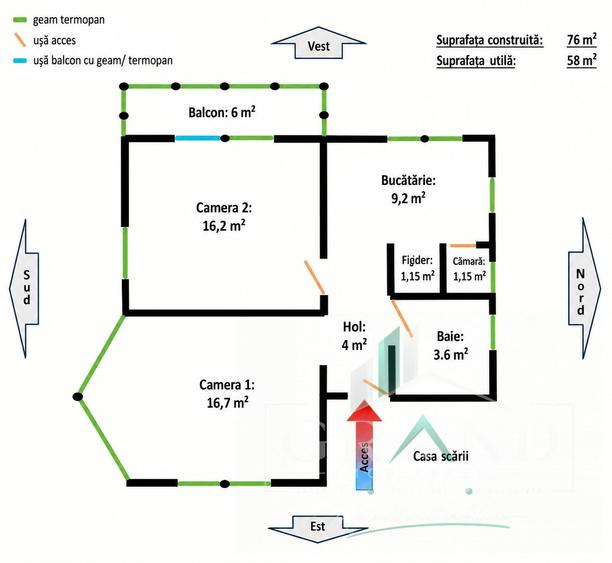 Apartament cu 2 camere decomandat, mobilat în Bulgaria