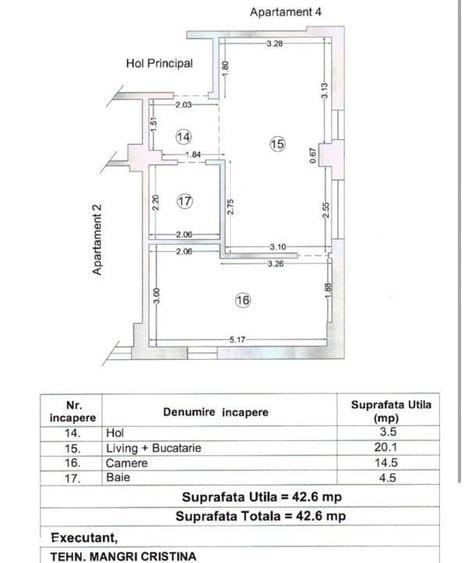 Apartament cu 2 camere în Palazu Mare