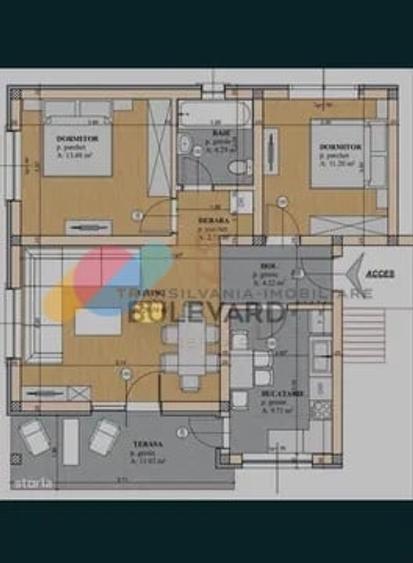 Apartament cu 3 camere semidecomandat în Apahida