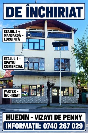 Spatiu comercial si locuinta de inchiriat Huedin, vizavi de Penny