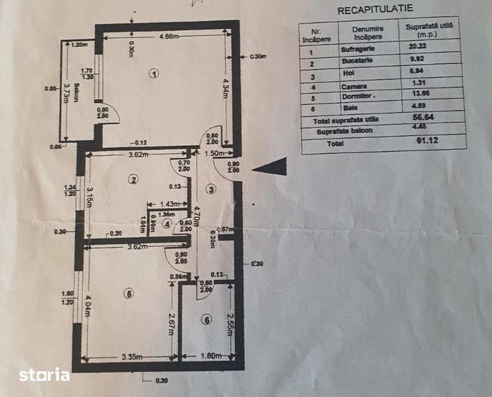 Apartament cu 2 camere în 1 Mai
