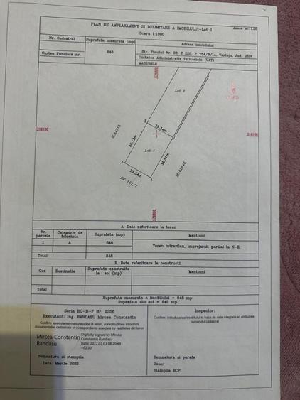 Teren de 848 mp, în Vârteju