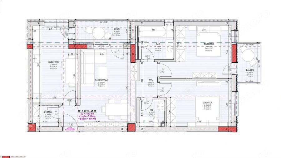 Apartament cu 3 camere decomandat în Central