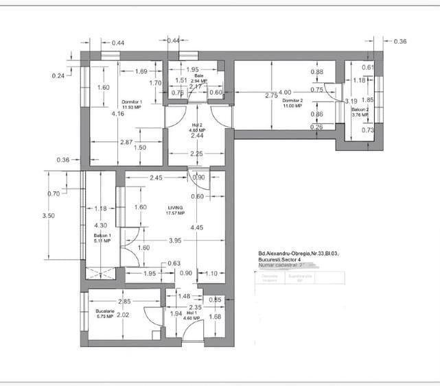 Apartament cu 3 camere semidecomandat în Berceni