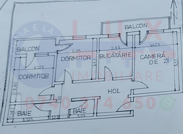 Apartament cu 3 camere decomandat în Central