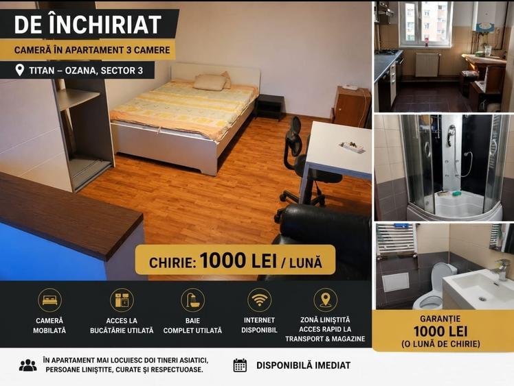 Apartament cu 3 camere decomandat în Titan