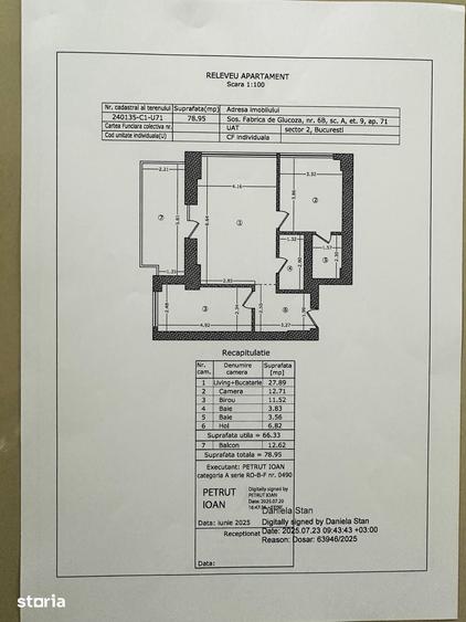Apartament cu 3 camere în Tei