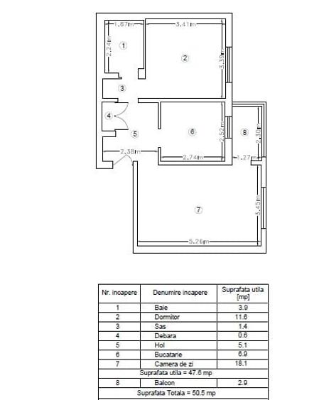 Apartament cu 2 camere decomandat în Nicolina