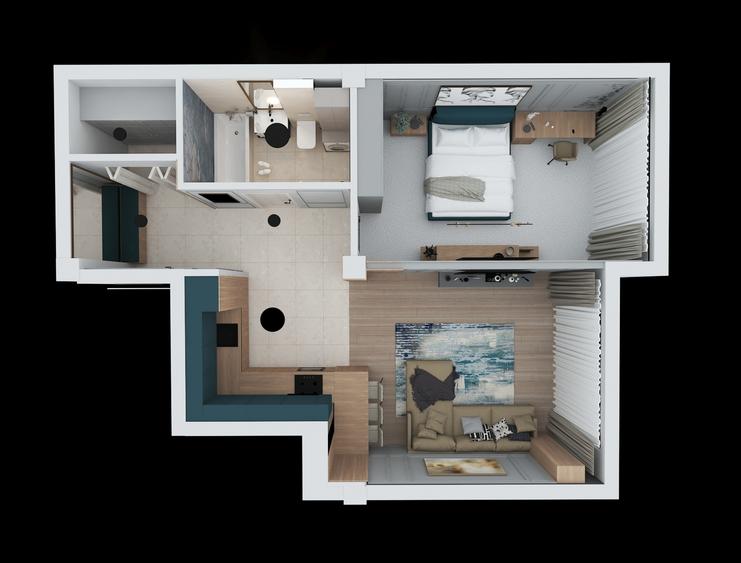 Apartament cu 2 camere decomandat, mobilat în Central