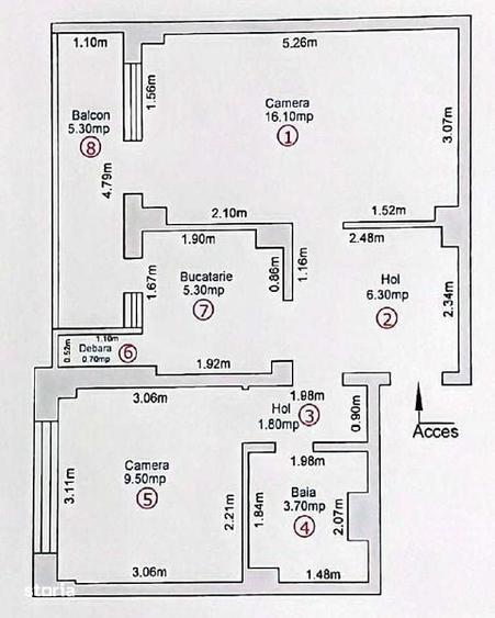 Apartament cu 2 camere în Ștrand