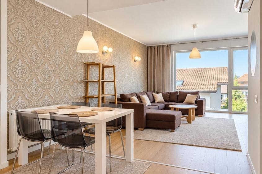 Apartament cu 2 camere semidecomandat, mobilat în Băneasa
