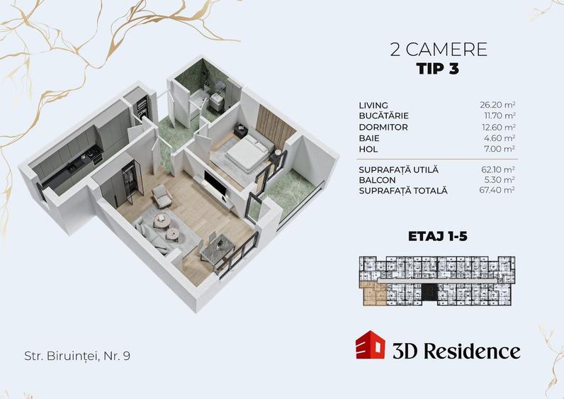 Apartament cu 2 camere decomandat în Berceni — fotografia 3