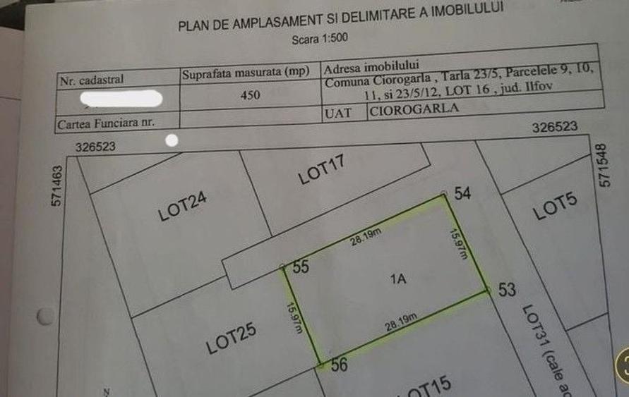 Teren Construcții intravilan de 450 mp, în Ciorogârla