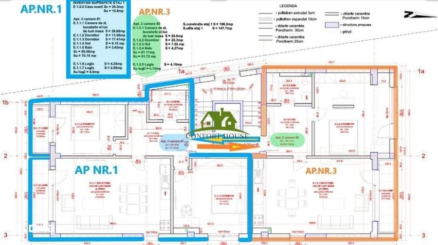 Apartament cu 3 camere decomandat în Traian