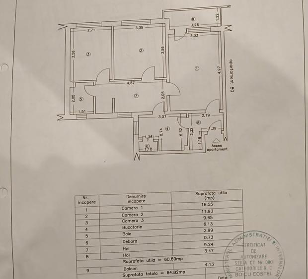 Apartament cu 3 camere semidecomandat în Tomis Nord