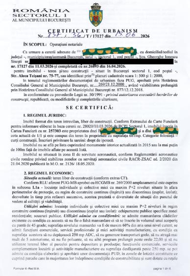 Teren Construcții intravilan de 681 mp, în Băneasa