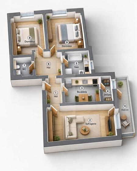 Apartament cu 3 camere decomandat în Bd. A.I.Cuza