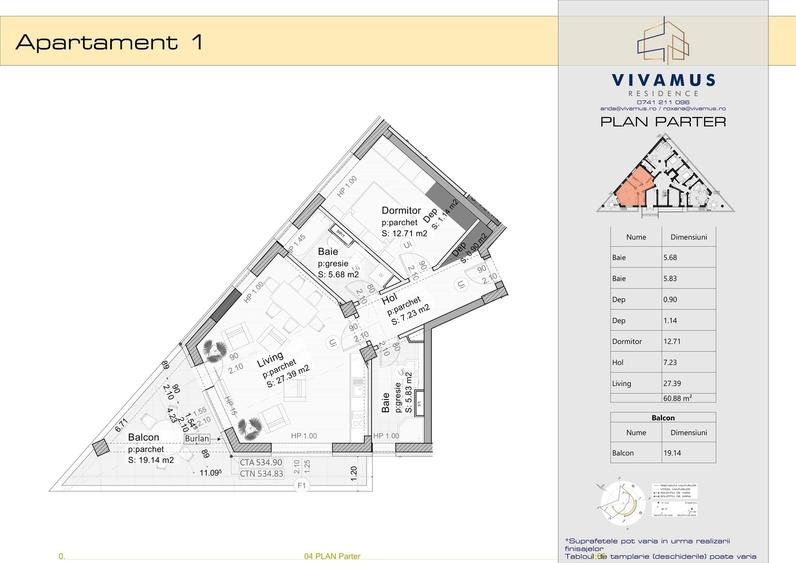 Apartament cu 2 camere în 13 Decembrie
