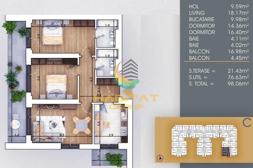 Apartament cu 3 camere decomandat în Theodor Pallady