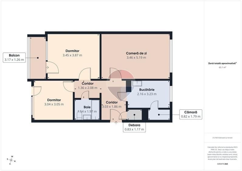 Apartament cu 3 camere decomandat, mobilat în Brâncoveanu