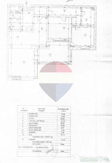 Apartament cu 3 camere decomandat în Nordului