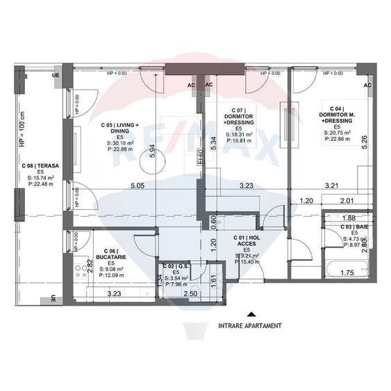 Apartament cu 3 camere decomandat, mobilat în Dobroești