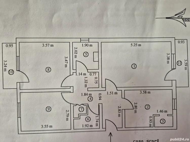Apartament cu 3 camere decomandat în Central