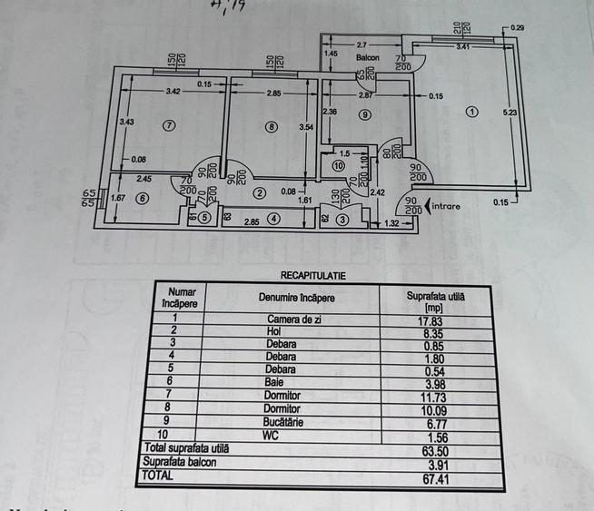 Apartament cu 3 camere decomandat în Zăvoi