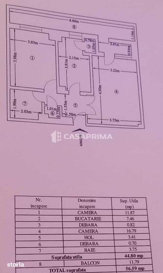 Apartament cu 2 camere decomandat în Hala Centrală