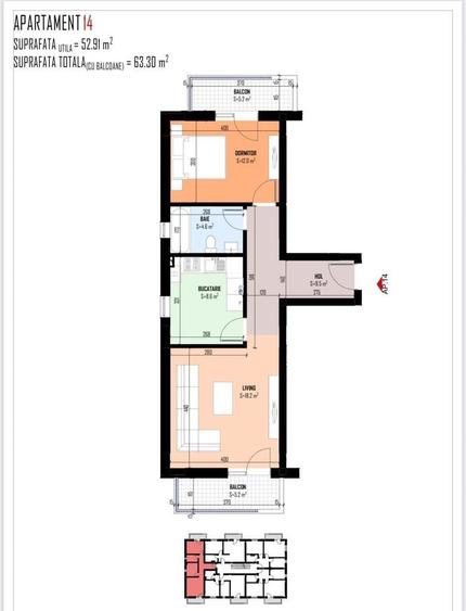 Apartament 2 camere, decomandat, 63.30 mp, finisaje la alegere - 7