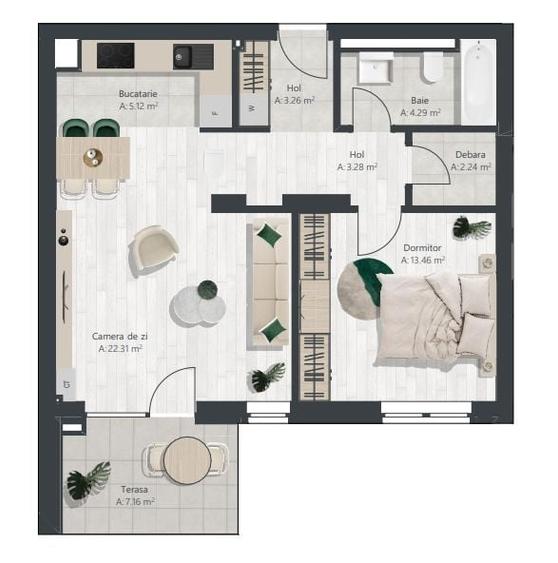 Apartament nou cu 2 camere si debara | Denya Forest - 10