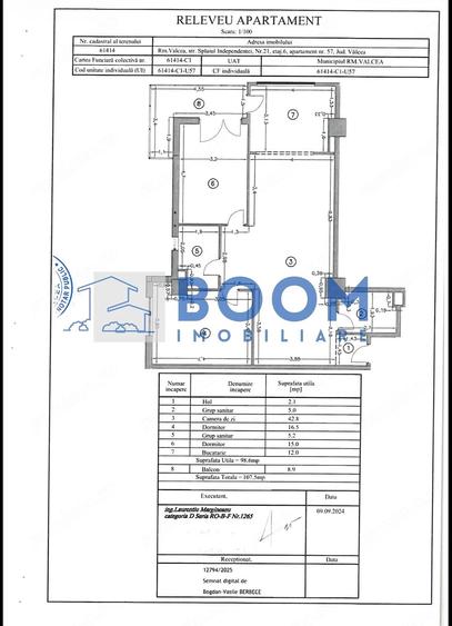 Apartament cu 3 camere decomandat în Căzănești (Râmnicu Vâlcea)