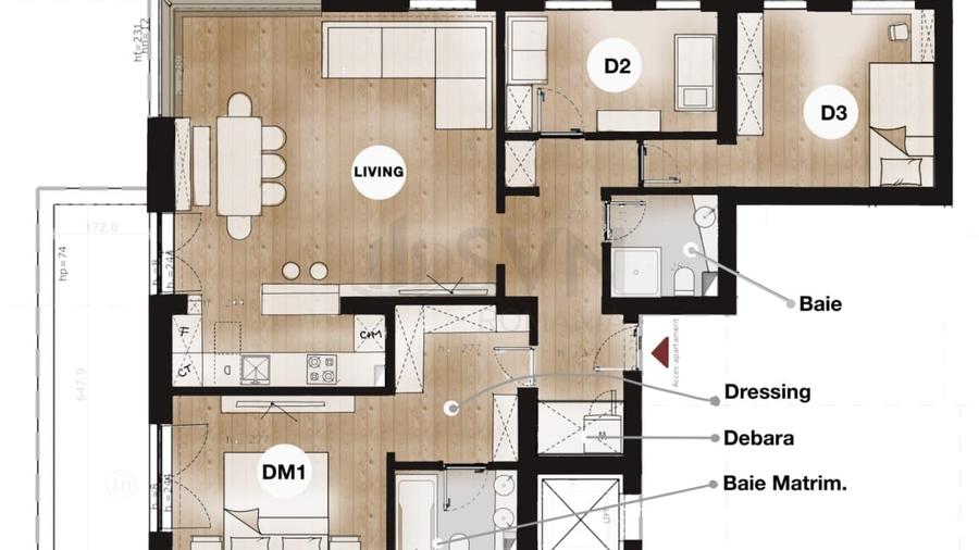 Apartament cu 4 camere decomandat, mobilat în Lacul Tei