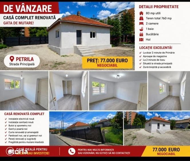 Casă cu 2 camere cu Teren 760 Mp în Central