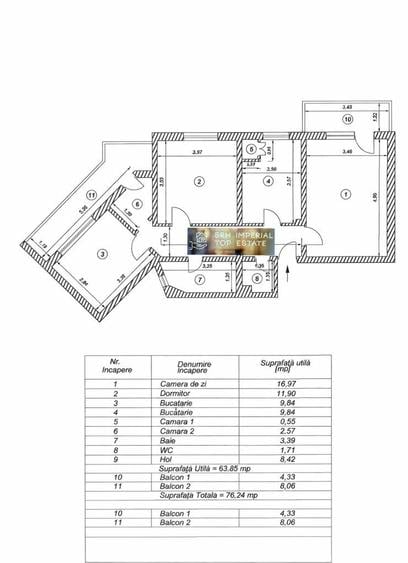 Apartament cu 3 camere în Dacia