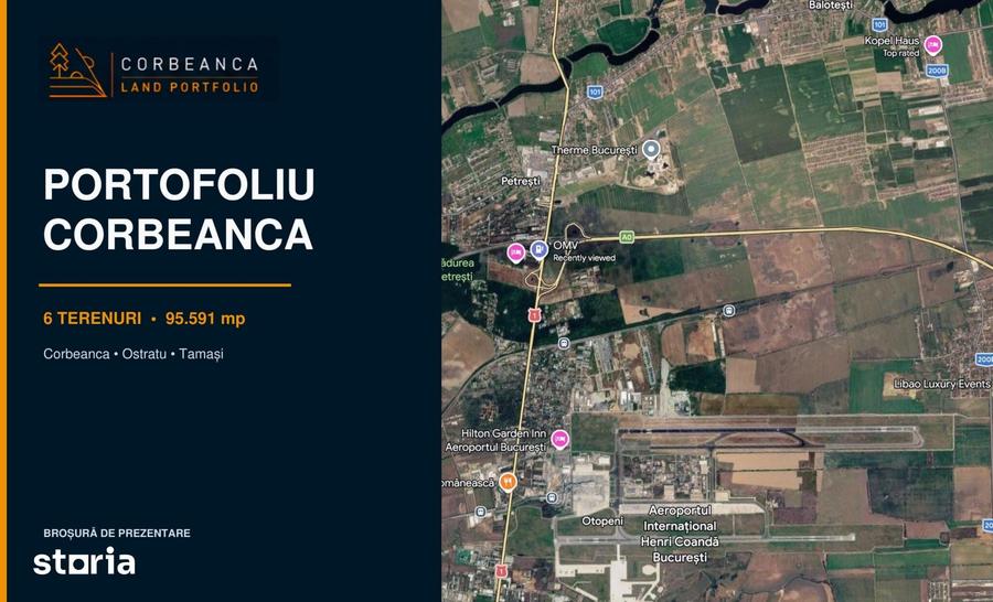 6 terenuri intravilane in Corbeanca 8.75026.596 mp, de la 33 euro/mp - 2