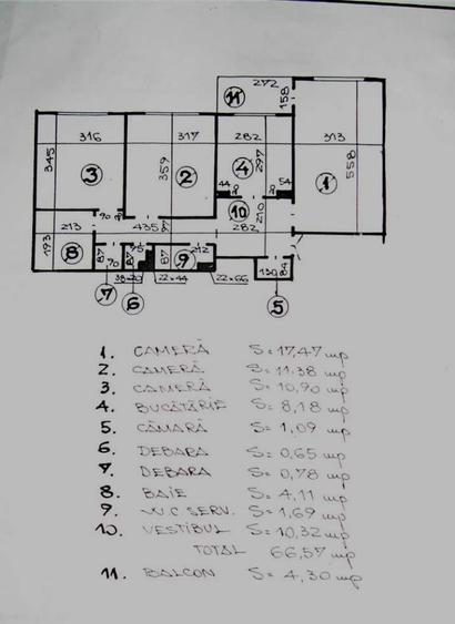 Apartament cu 3 camere decomandat în Tei