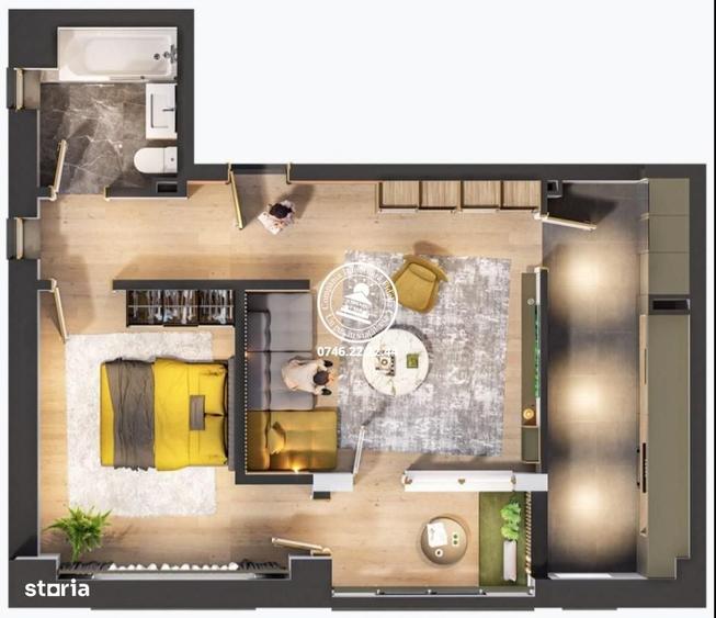 Apartament cu 2 camere decomandat în Galata
