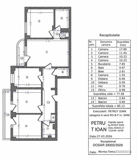 Apartament cu 4 camere semidecomandat în Crângași