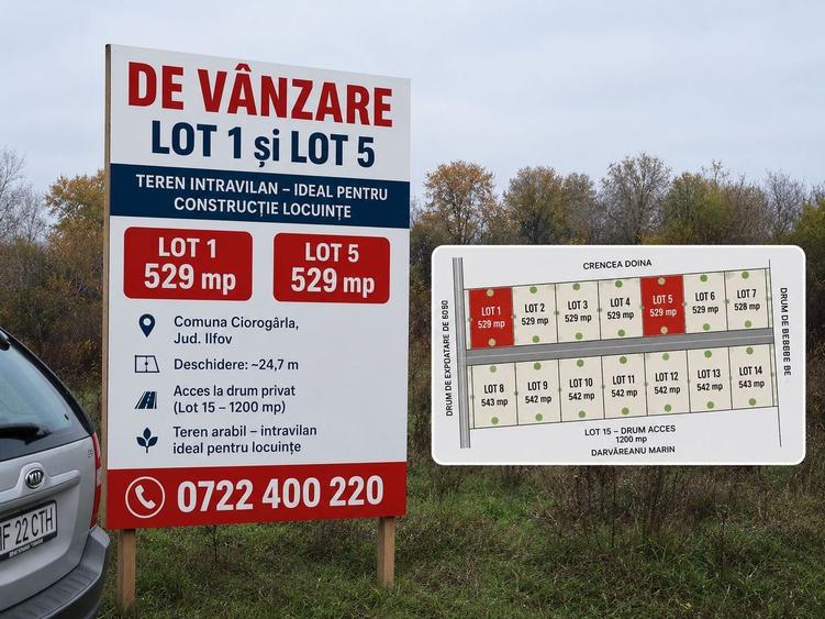 Teren Construcții intravilan de 615 mp, în Ciorogârla