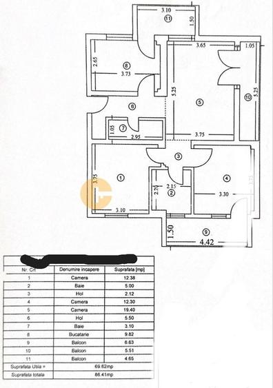 Apartament cu 3 camere semidecomandat, mobilat în Copou