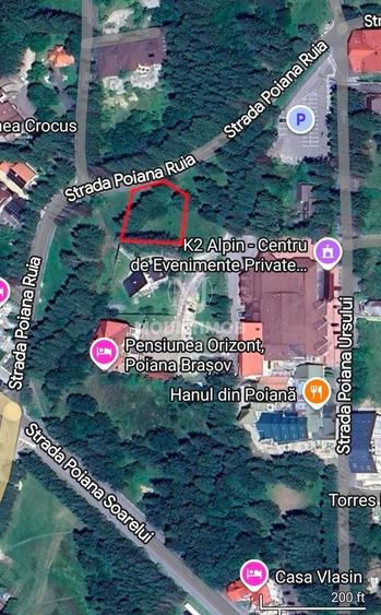 Teren Construcții intravilan de 1404 mp, în Poiana Brașov