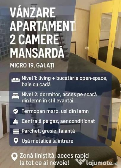 Apartament cu 2 camere decomandat, mobilat în Micro 19