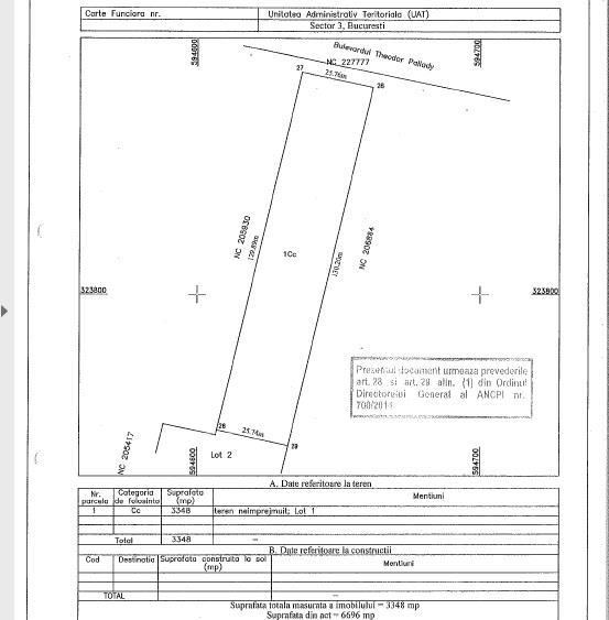 Teren Construcții intravilan de 3348 mp, în Theodor Pallady