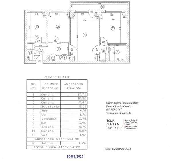 Apartament cu 3 camere semidecomandat în Chișinau